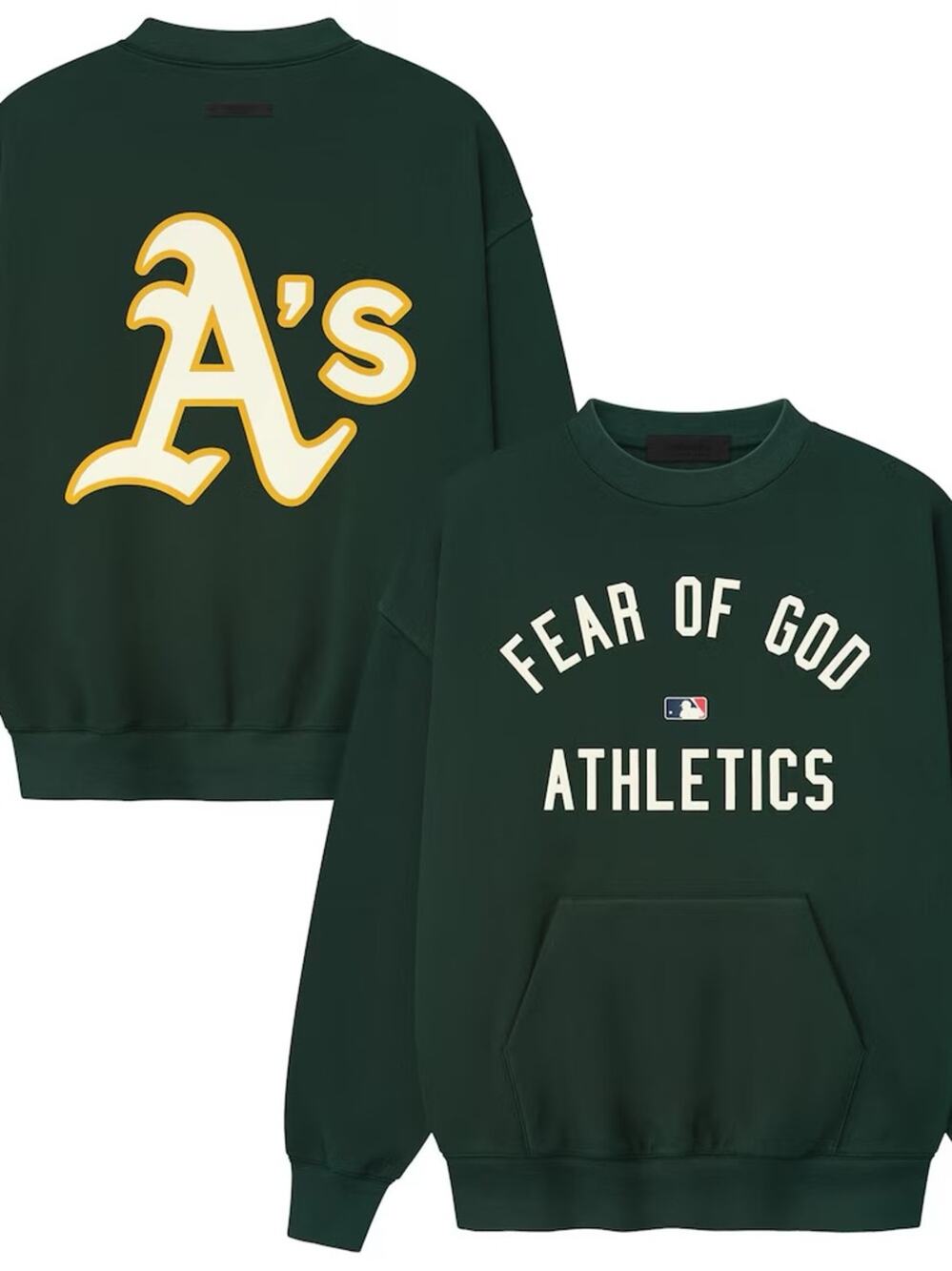 Fear of God Dark Green Oakland A's Crewneck Sweatshirt